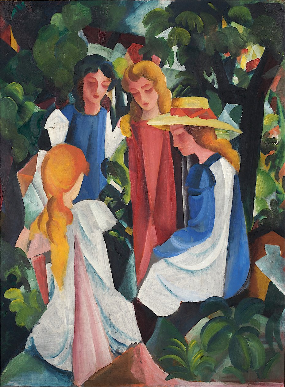 Vier meisjes door August Macke