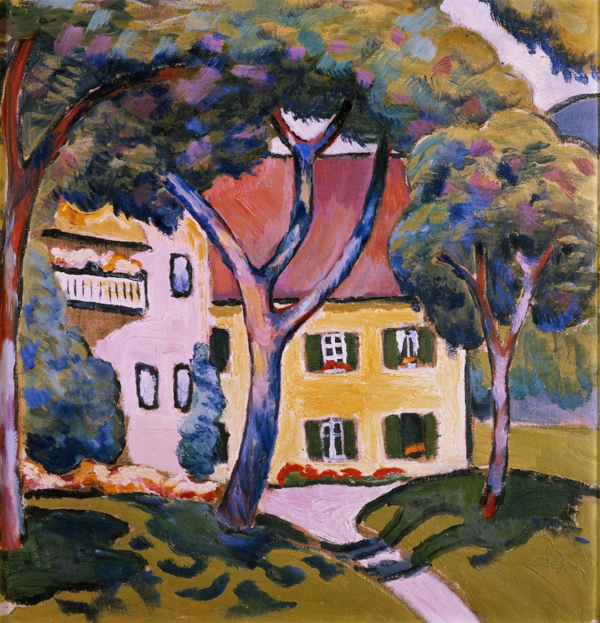 Huis in een landschap door August Macke