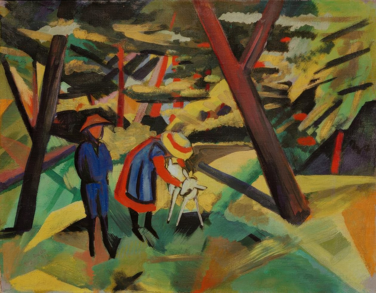 Kinderen met Geit in het Bos door August Macke
