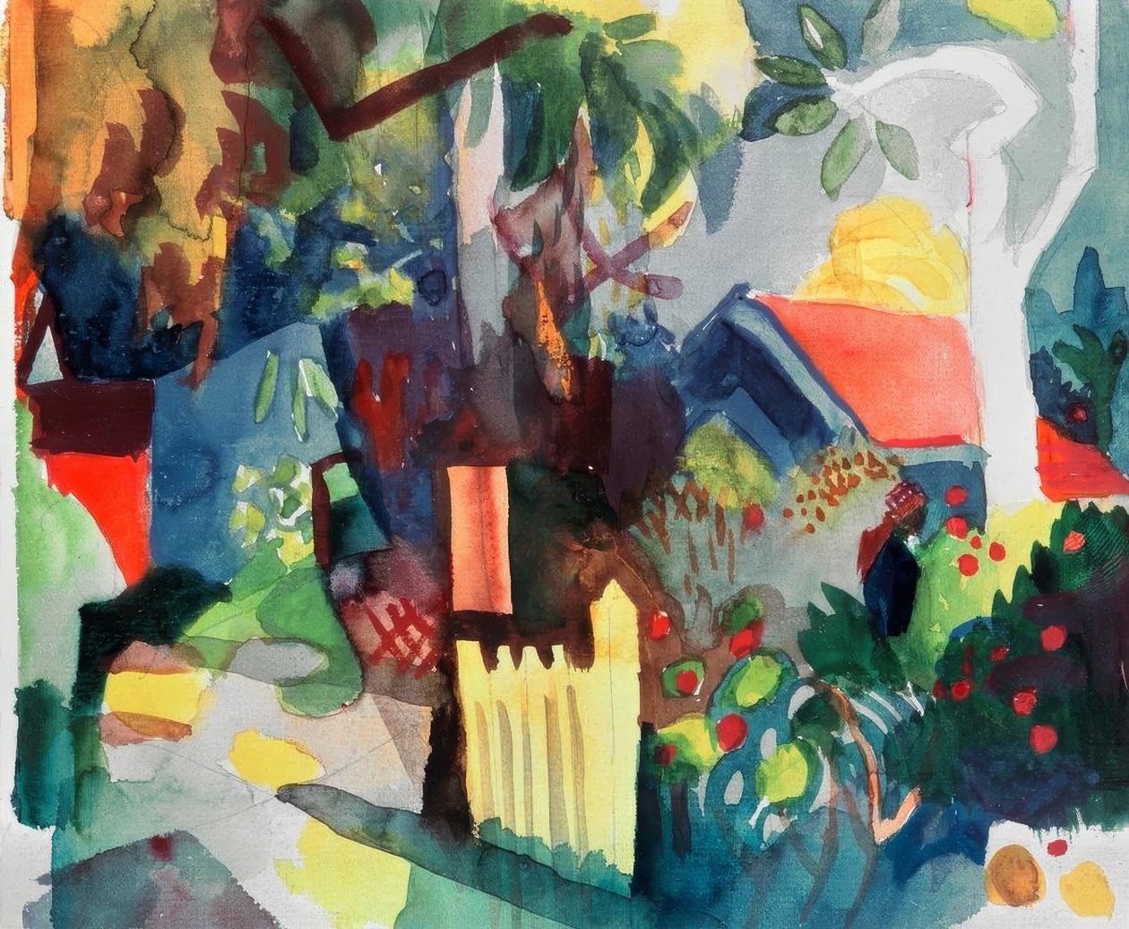 Landschap met lichte boom door August Macke