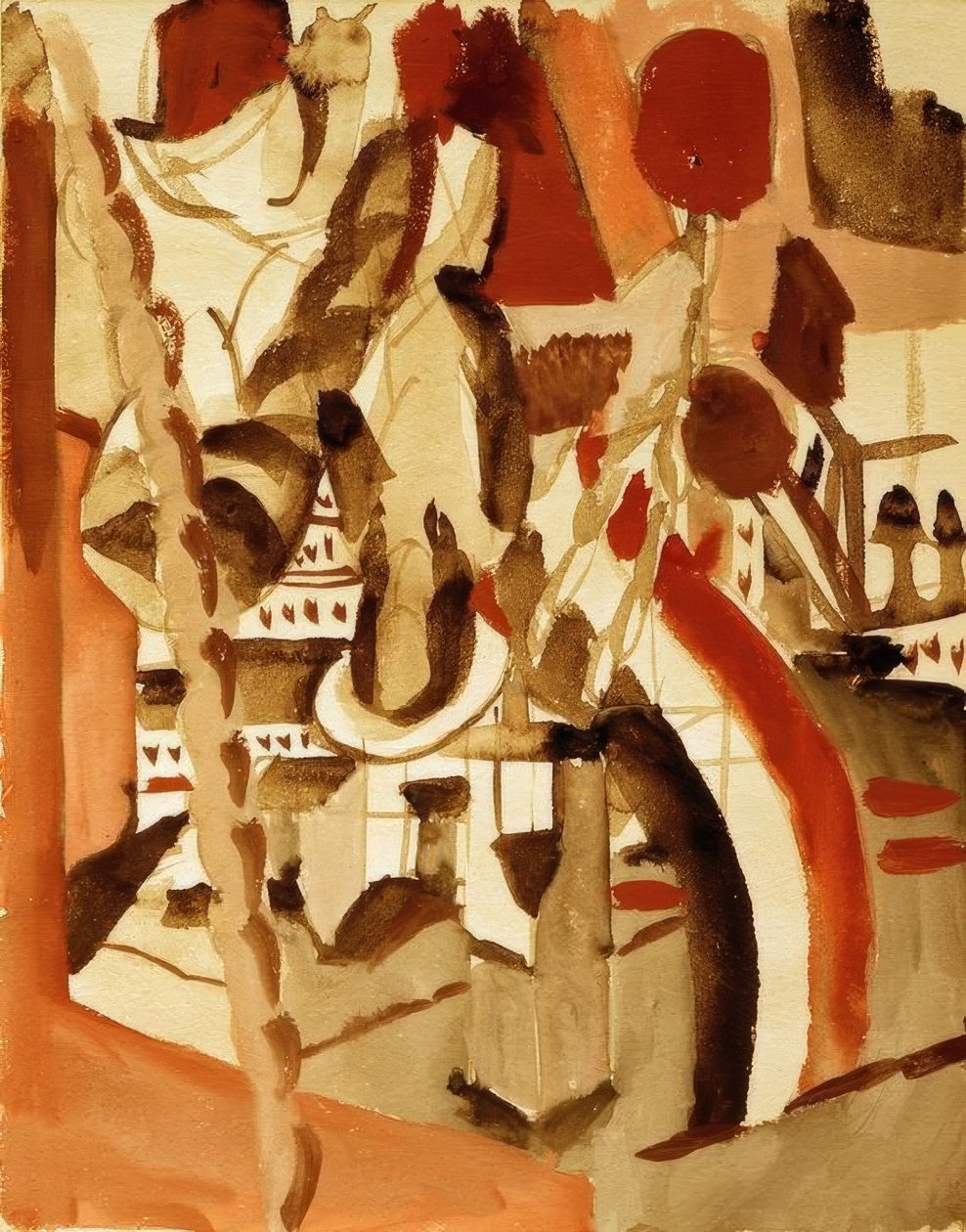 Meisje voor een stad door August Macke