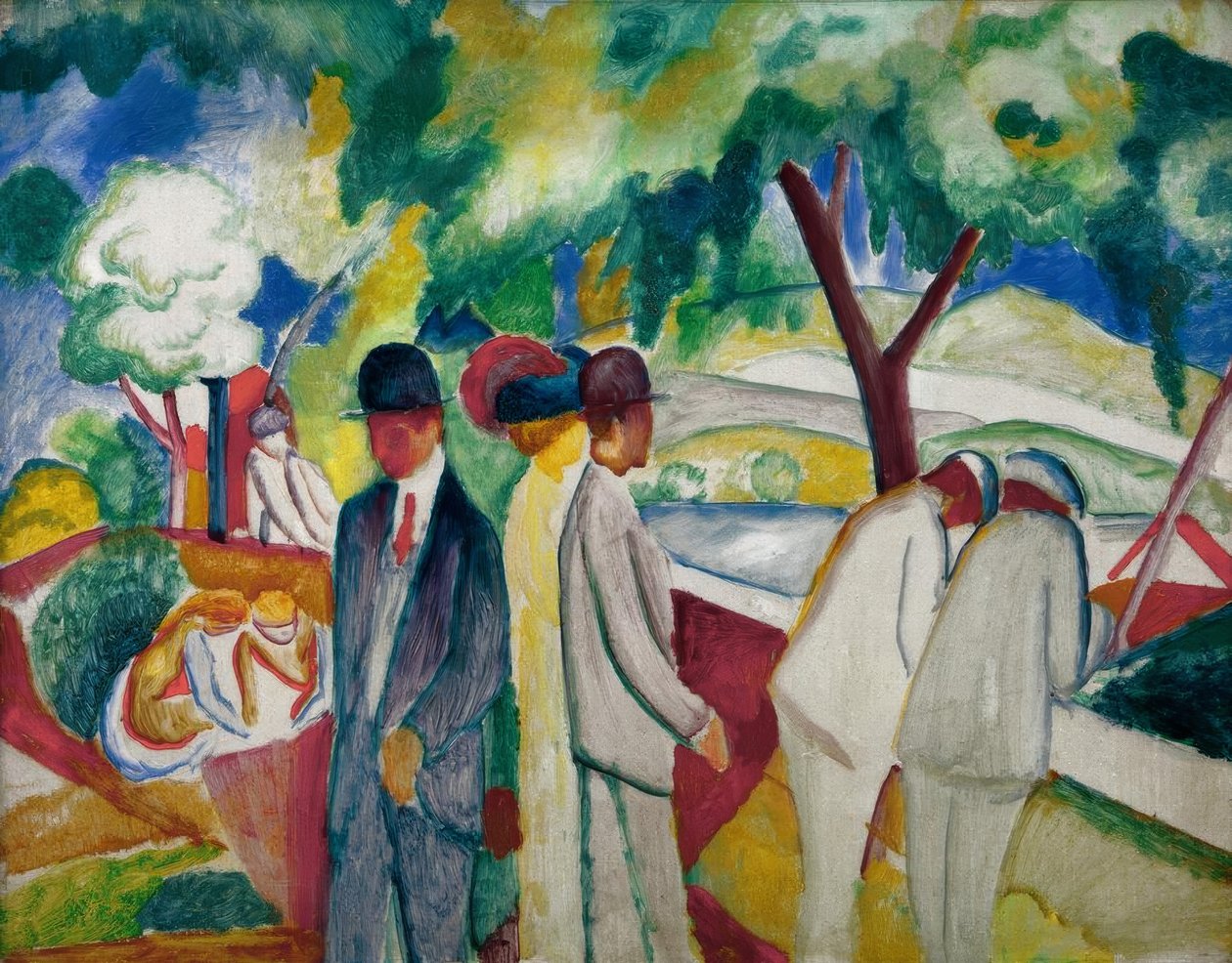 Wandelaars (Grote lichte wandeling) door August Macke