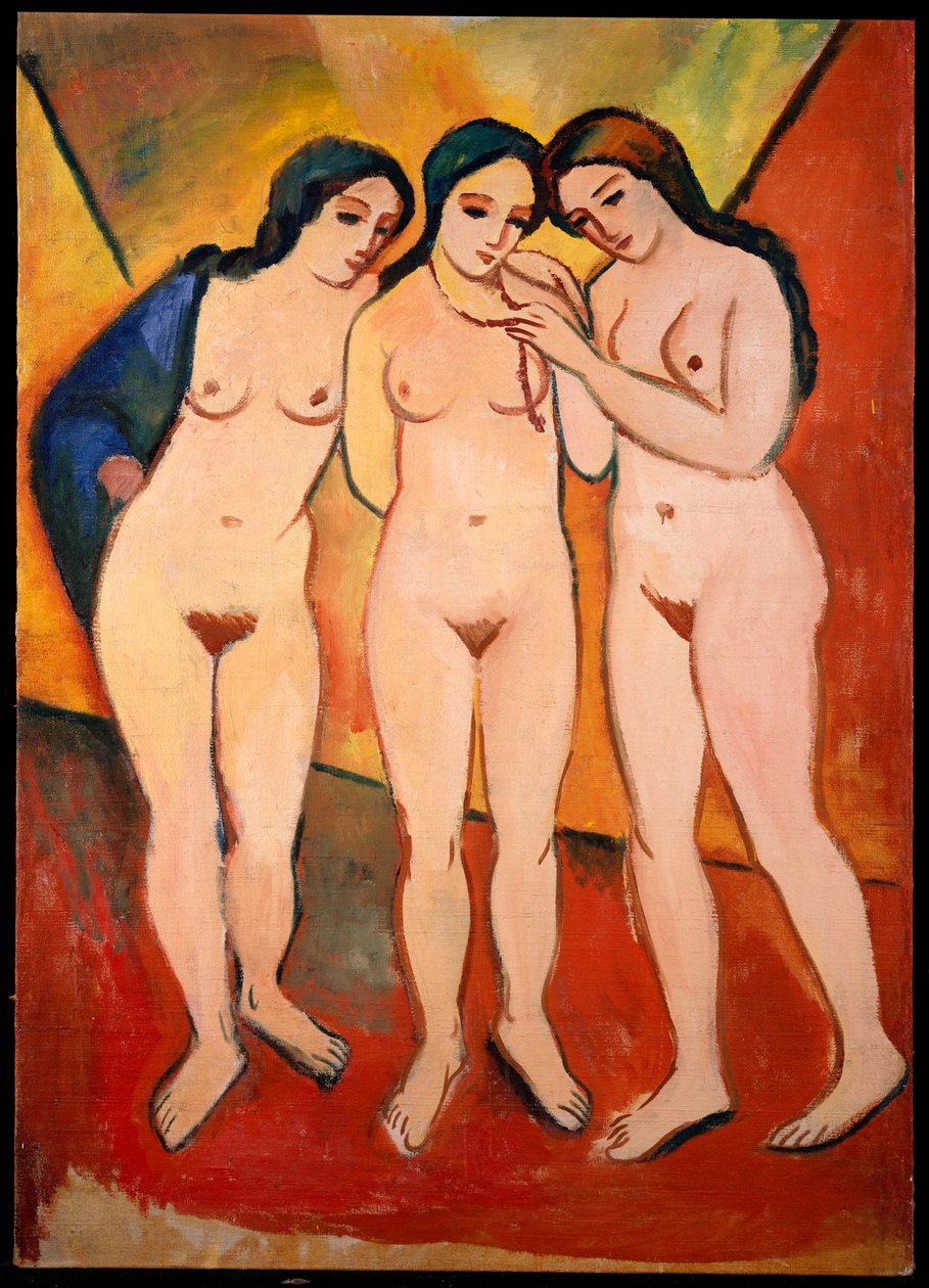 Drie Naakte Vrouwen door August Macke