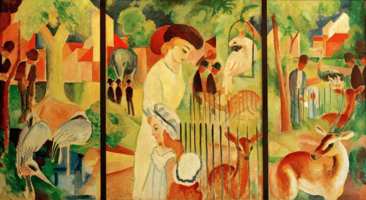 Drieluik: Grote dierentuin door August Macke