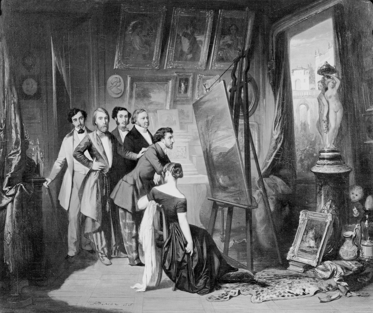 Interieur van het atelier van Alfred Bruyas (1821-77) in Montpellier, 1848 door Auguste Barthelemy Glaize