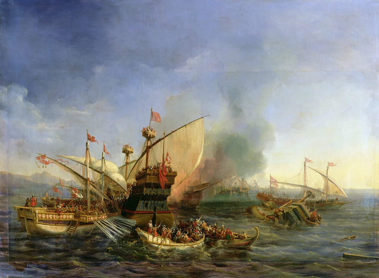 Zeeslag bij Episkopi in 1323, 1841 door Auguste Etienne Francois Mayer