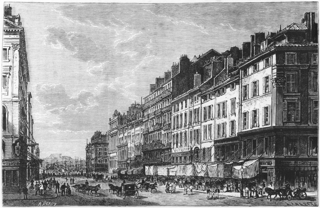 Uitzicht op de Canebiere in Marseille door Auguste Victor Deroy