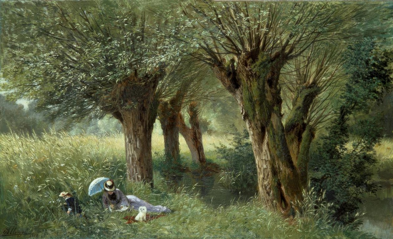 A. Allonge, Op de weide / Schilderij, 1880 door Auguste Allonge