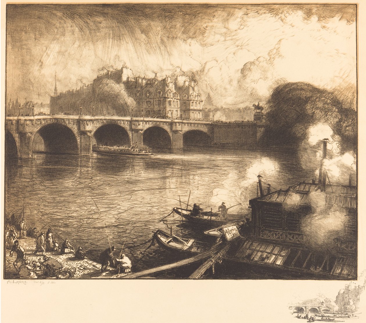 Le Pont Neuf, 1913 door Auguste Lepere