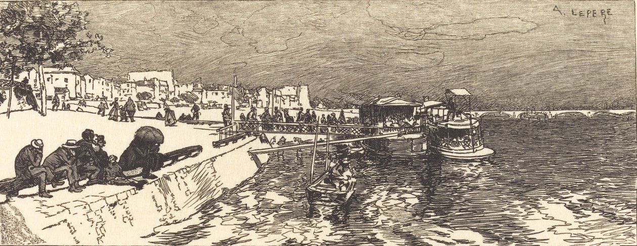 Pier bij Bercy Embarcadere a Bercy, 1890 door Auguste Lepere