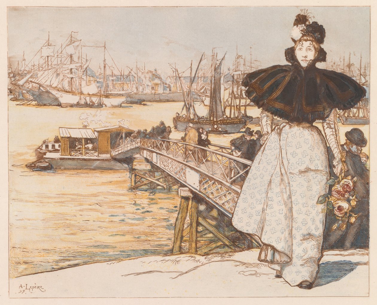 Pier aan de Garonne, Bordeaux door Auguste Lepere