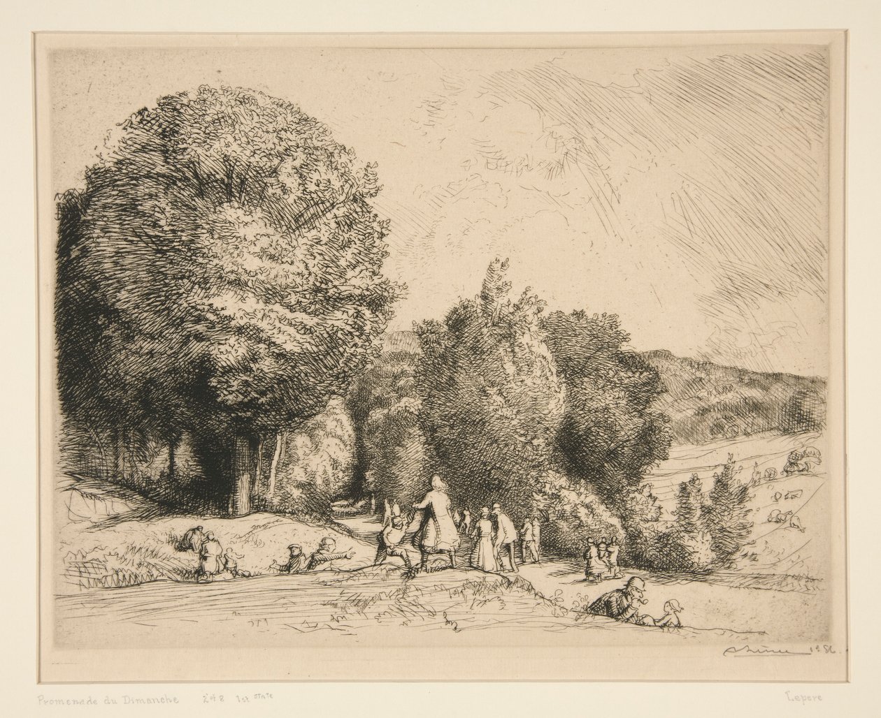 Zondagse Wandeling (Crecoeur-le-Grand) door Auguste Lepere