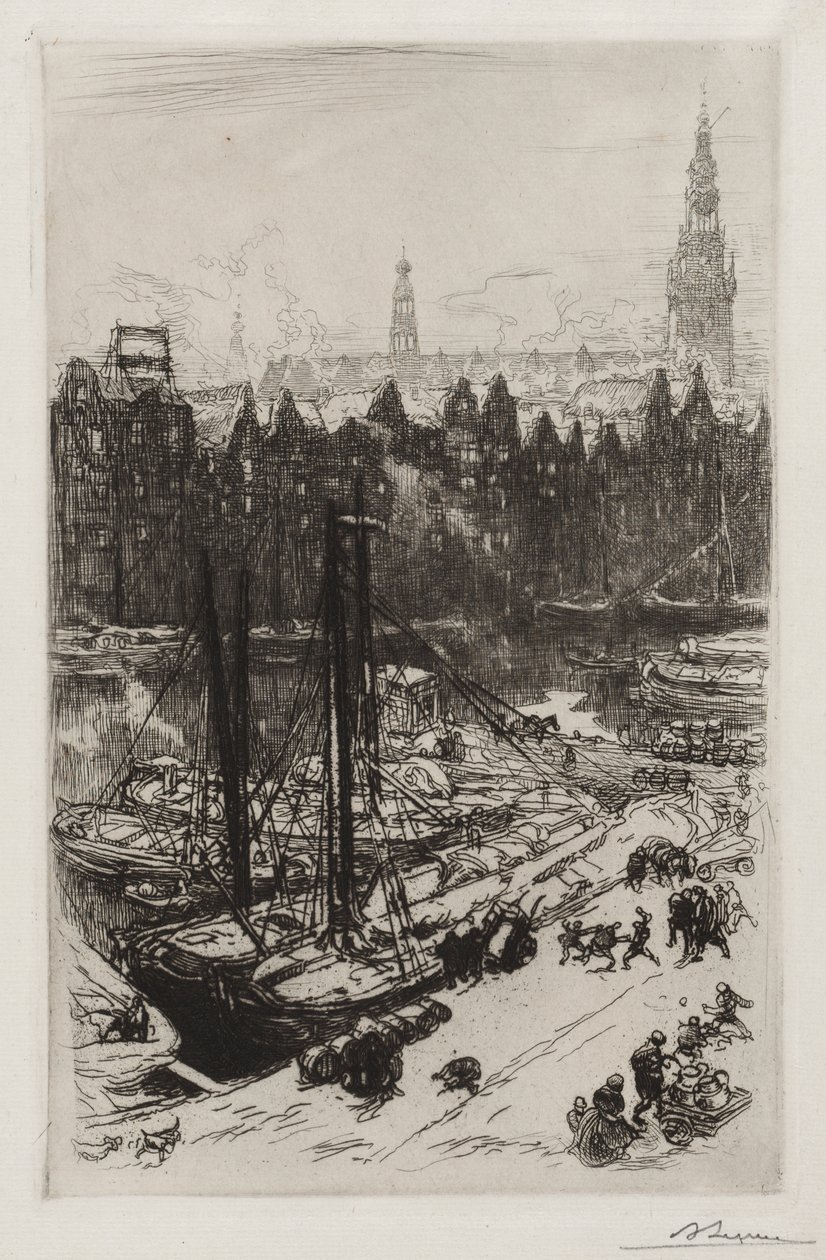 Amsterdam, uitzicht op Victoria Hotel door Auguste Louis Lepère