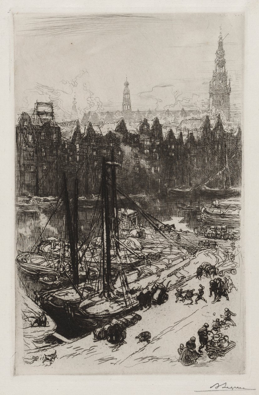 Amsterdam, uitzicht op Victoria Hotel door Auguste Louis Lepère