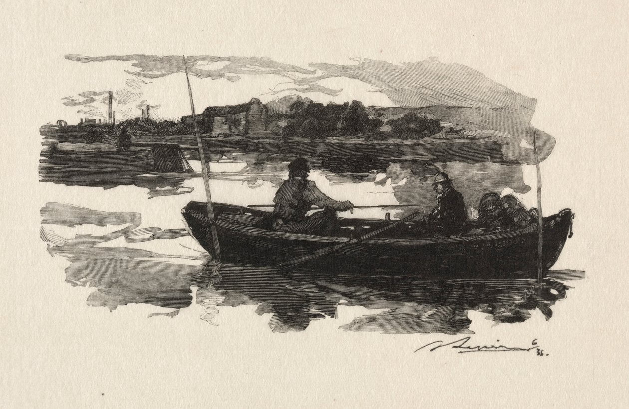 Aan de oever van de Seine door Auguste Louis Lepère