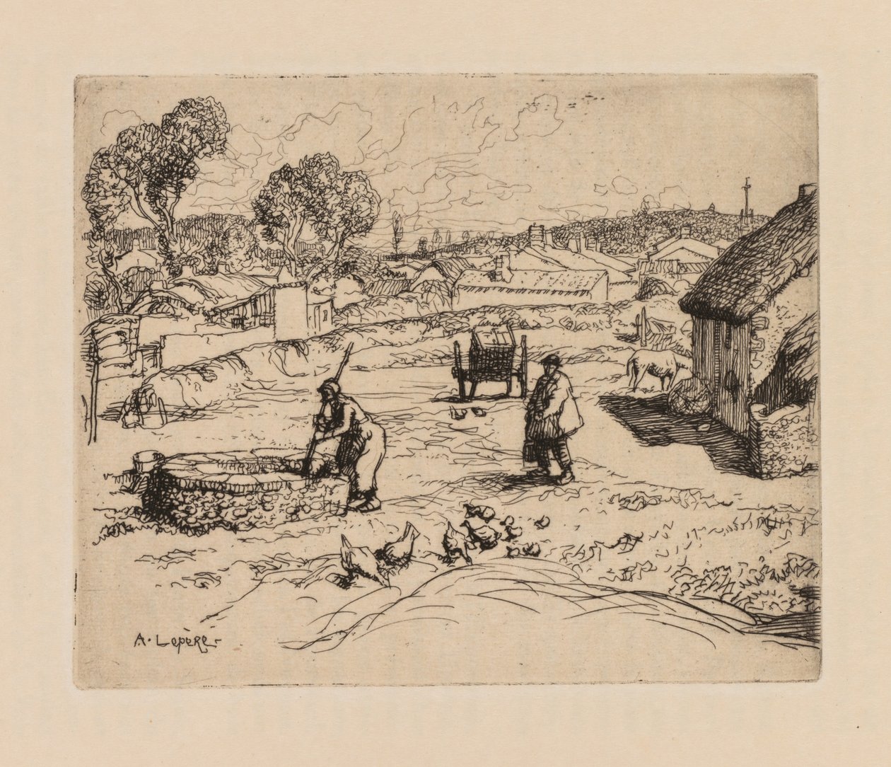 Auguste Lepère: La Masure Vendée door Auguste Louis Lepère