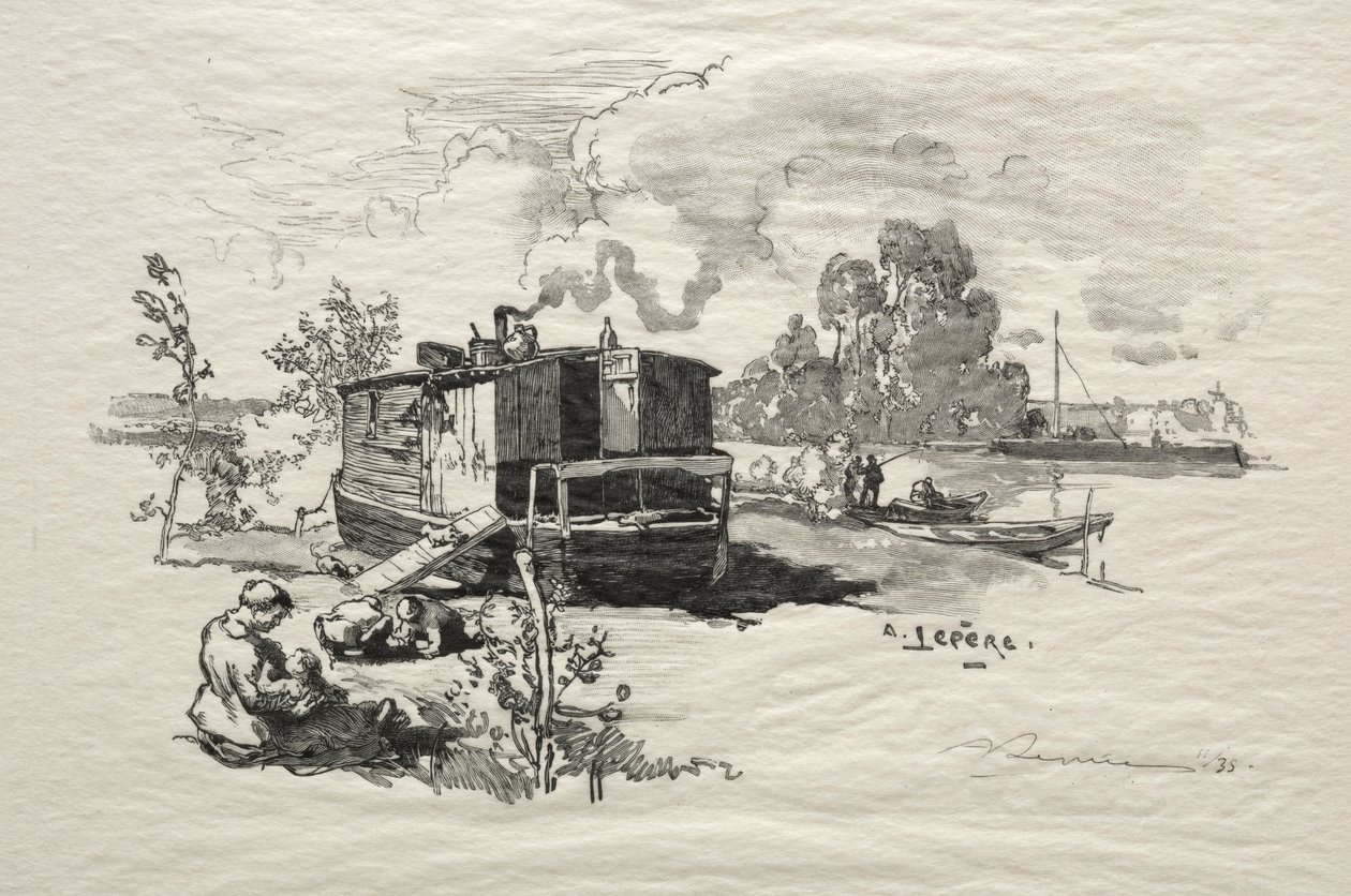 Woonboot door Auguste Louis Lepère