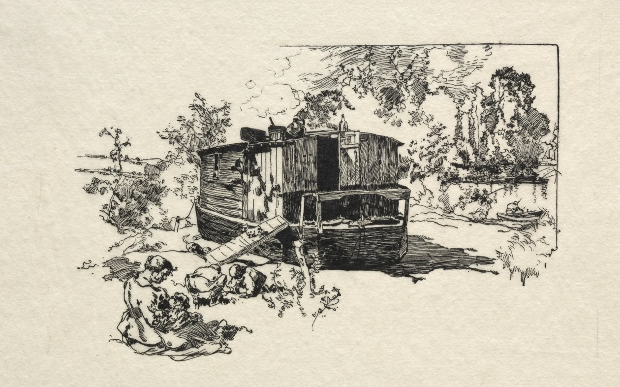 Woonschip door Auguste Louis Lepère
