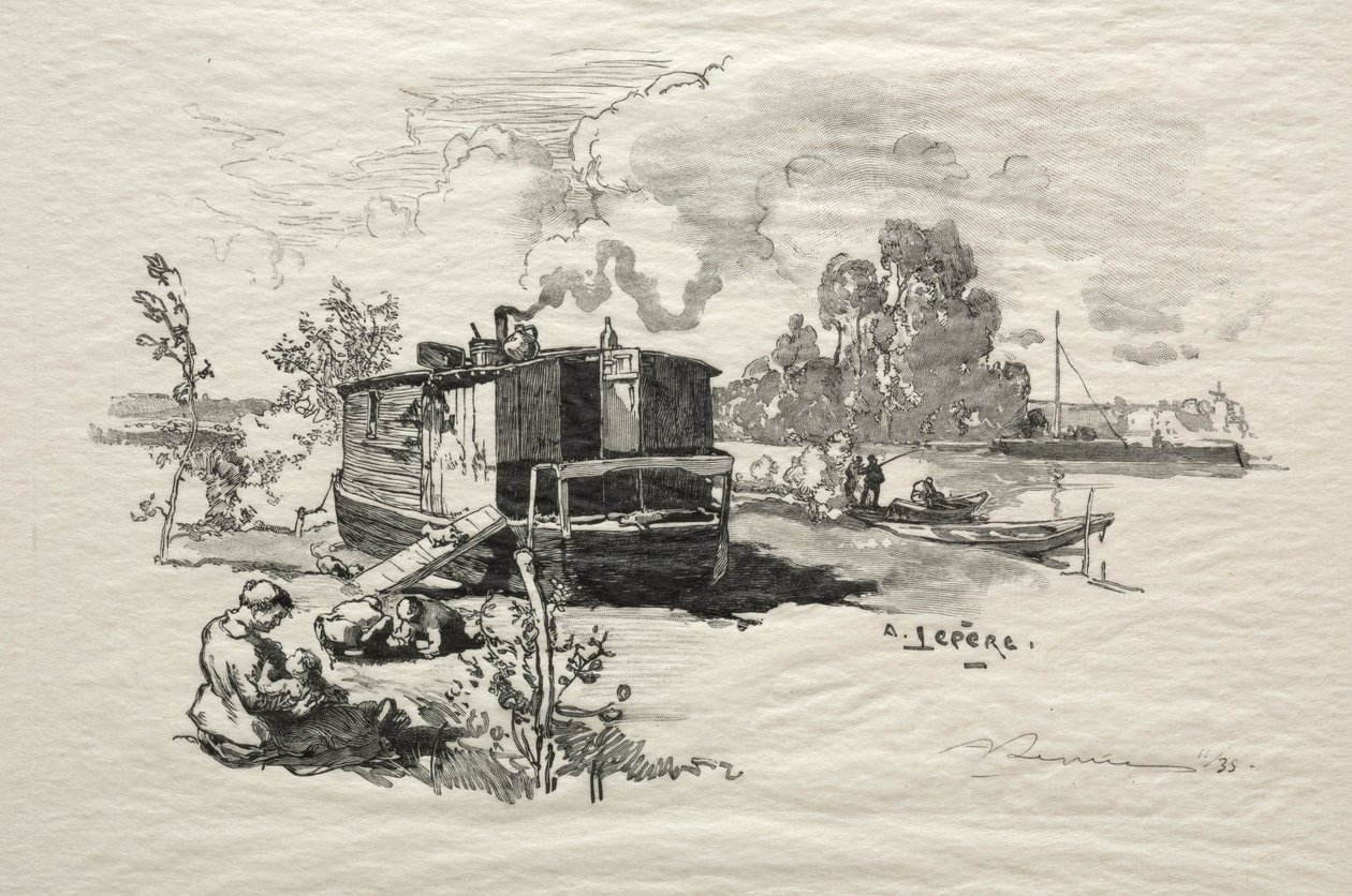 Woonboot door Auguste Louis Lepère