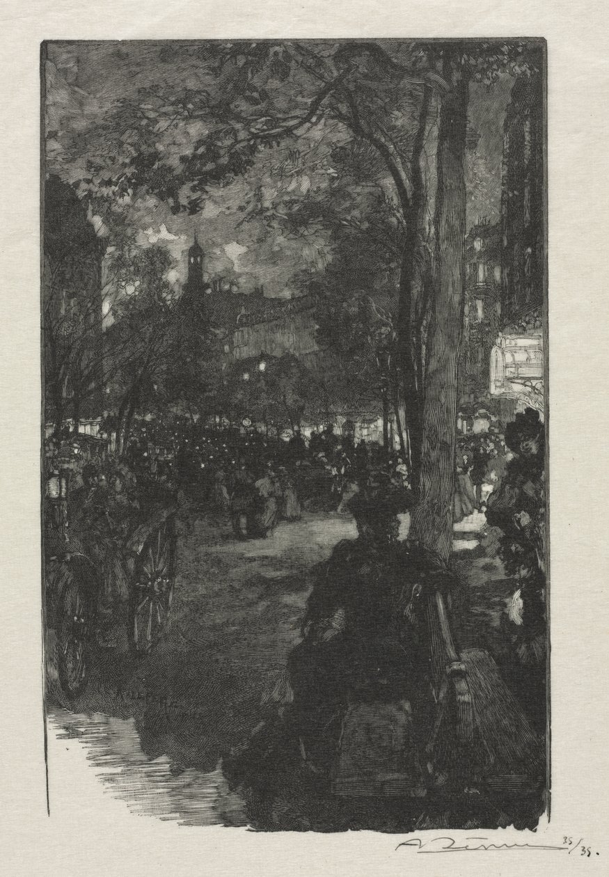 Boulevard Montmartre, avond door Auguste Louis Lepère