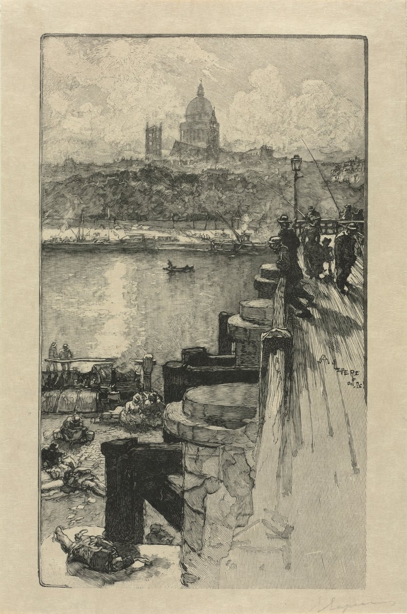 [Vissers op een pier, Parijs] door Auguste Louis Lepère