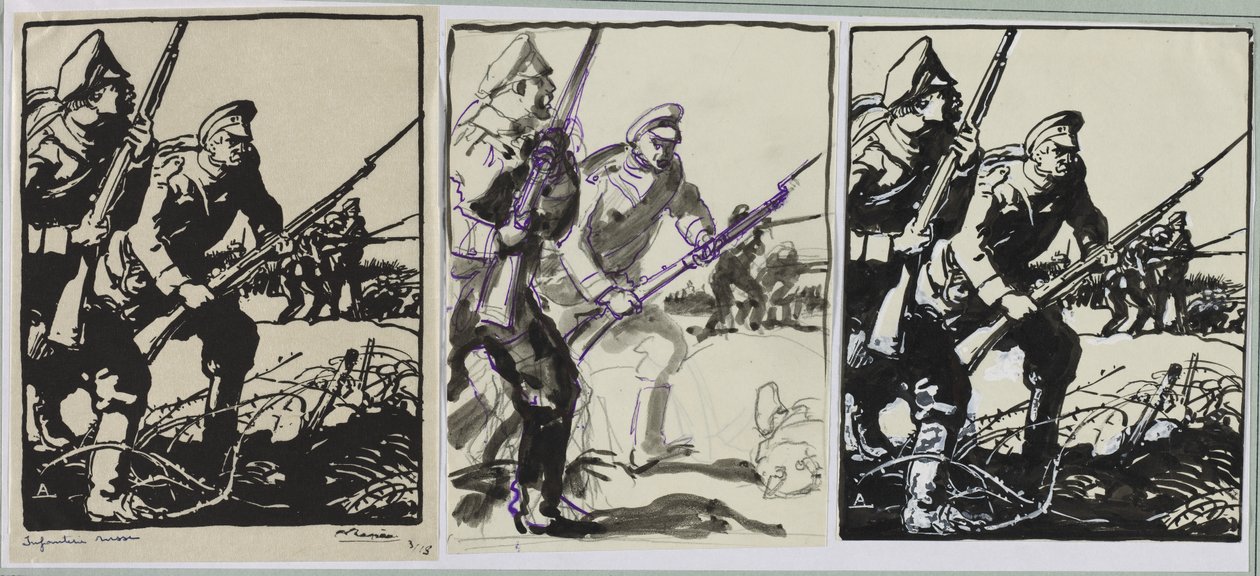 Russische infanterie door Auguste Louis Lepère