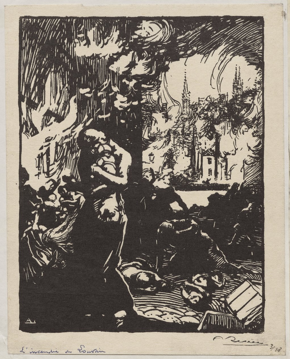 De brand van Leuven door Auguste Louis Lepère