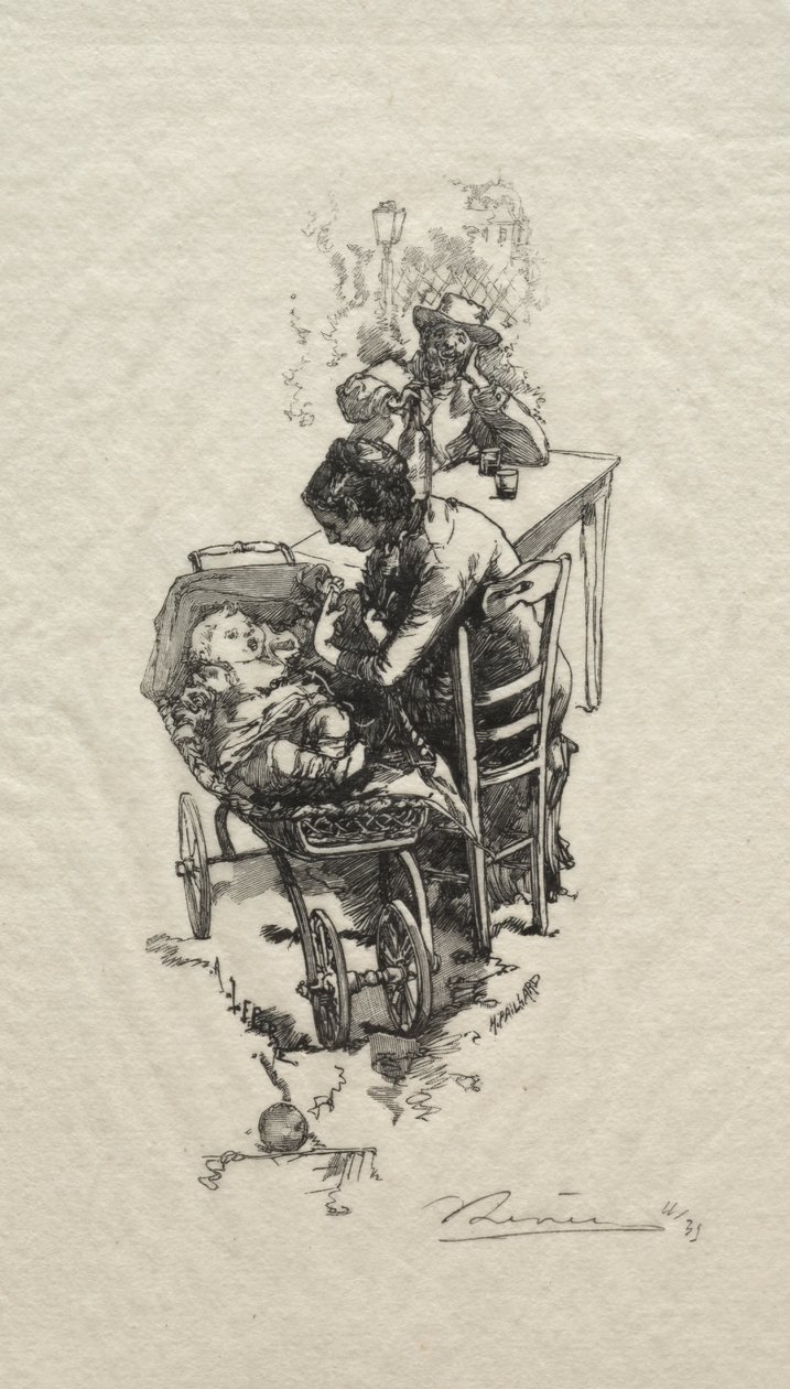 De vrouw bij de wieg door Auguste Louis Lepère