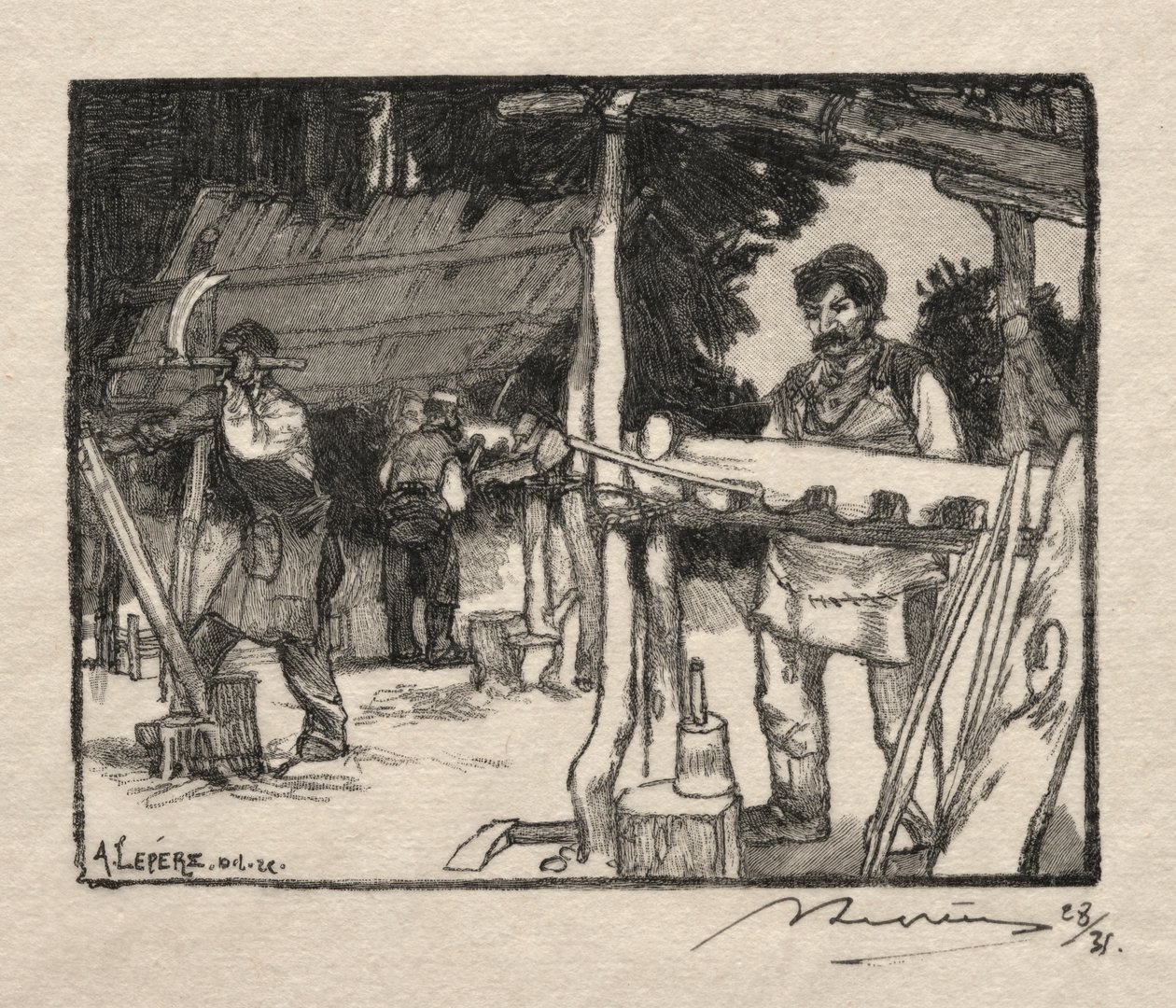 De Lattenmaker door Auguste Louis Lepère