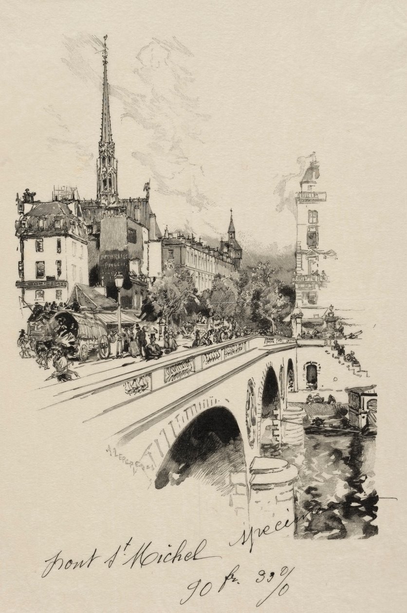De Pont Saint-Michel door Auguste Louis Lepère
