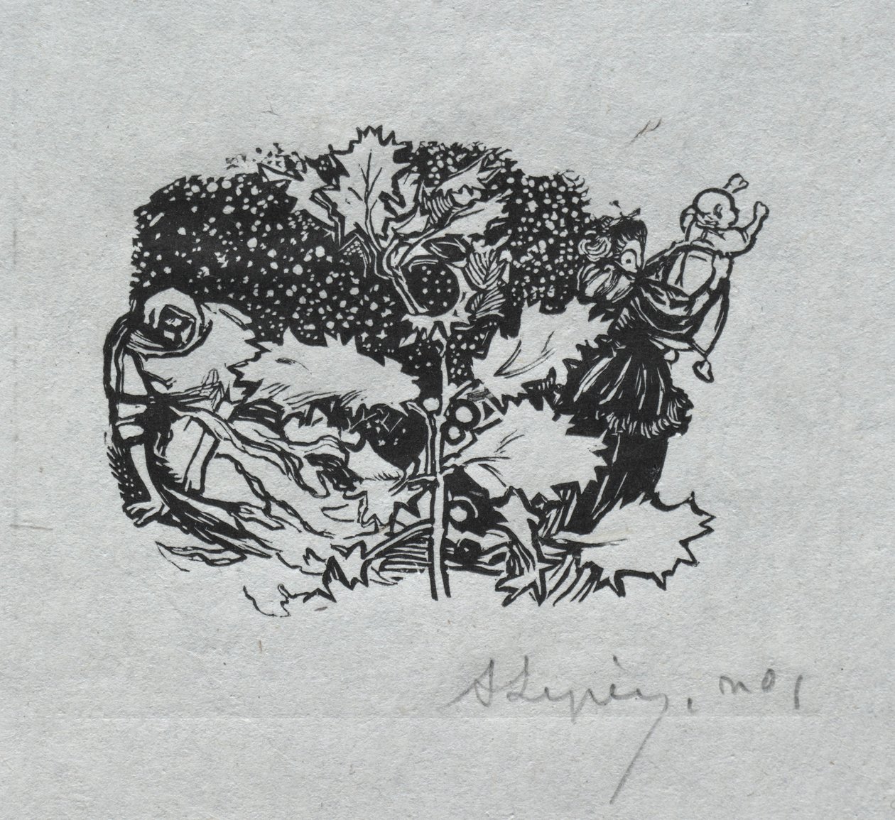 Parijs Almanak, 1897: Staartstuk, Winter, 1897 door Auguste Louis Lepère