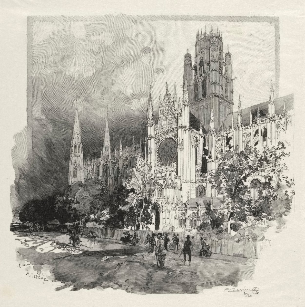 Rouen Illustré: Eglise Saint Ouen door Auguste Louis Lepère