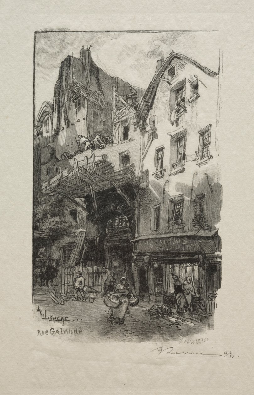 Rue Galande door Auguste Louis Lepère