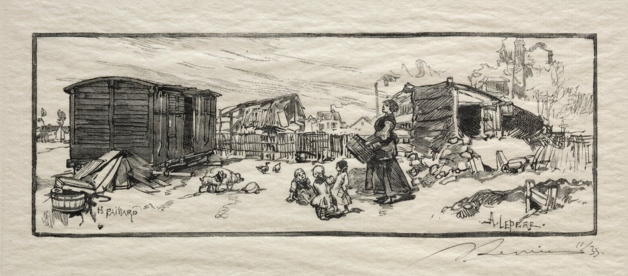 Het koetshuis Le wagon-logement door Auguste Louis Lepère
