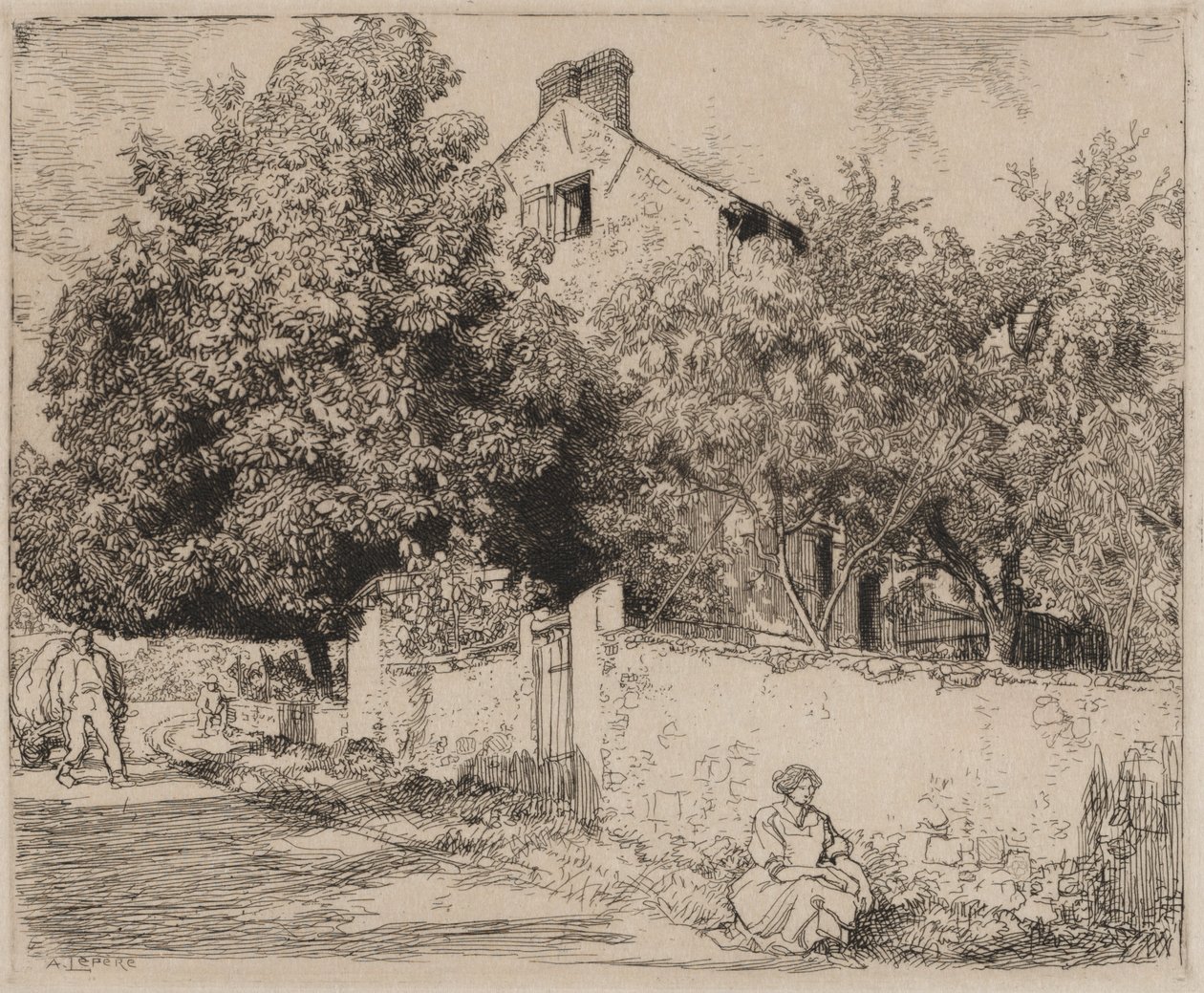 Het huis van Madame B., 1915 door Auguste Louis Lepère