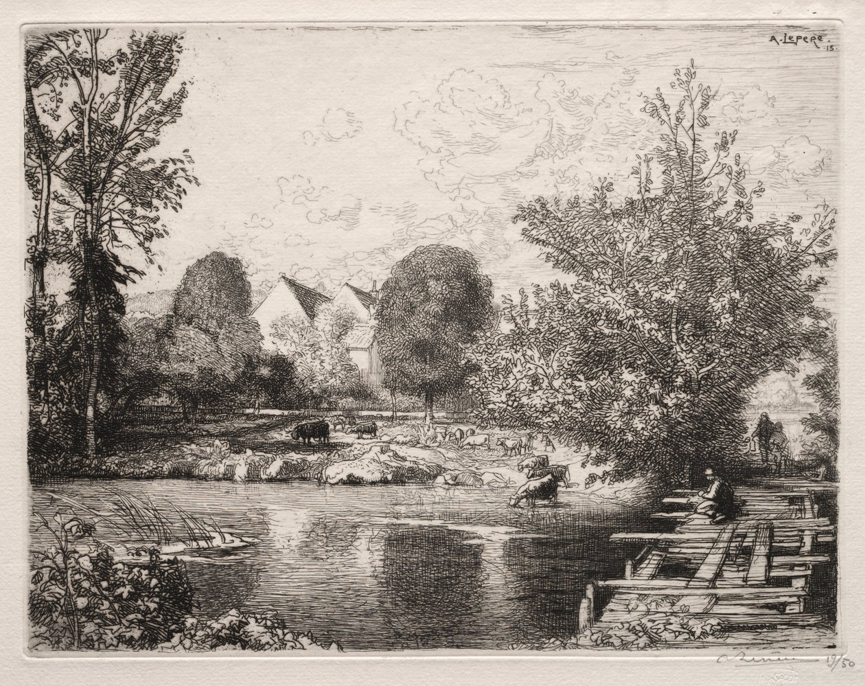 De oude voetbrug door Auguste Louis Lepère