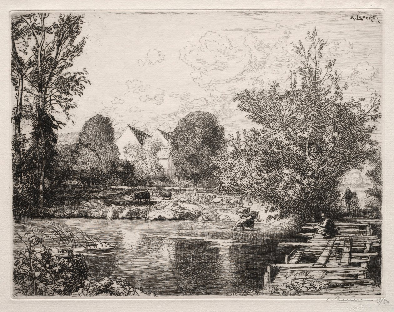De oude voetbrug, 1915 door Auguste Louis Lepère