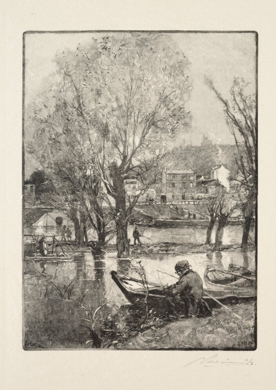 Een hoek van het eiland Billancourt door Auguste Louis Lepère