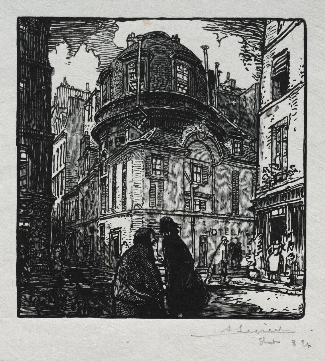 Uitzicht op het Hotel Colbert door Auguste Louis Lepère