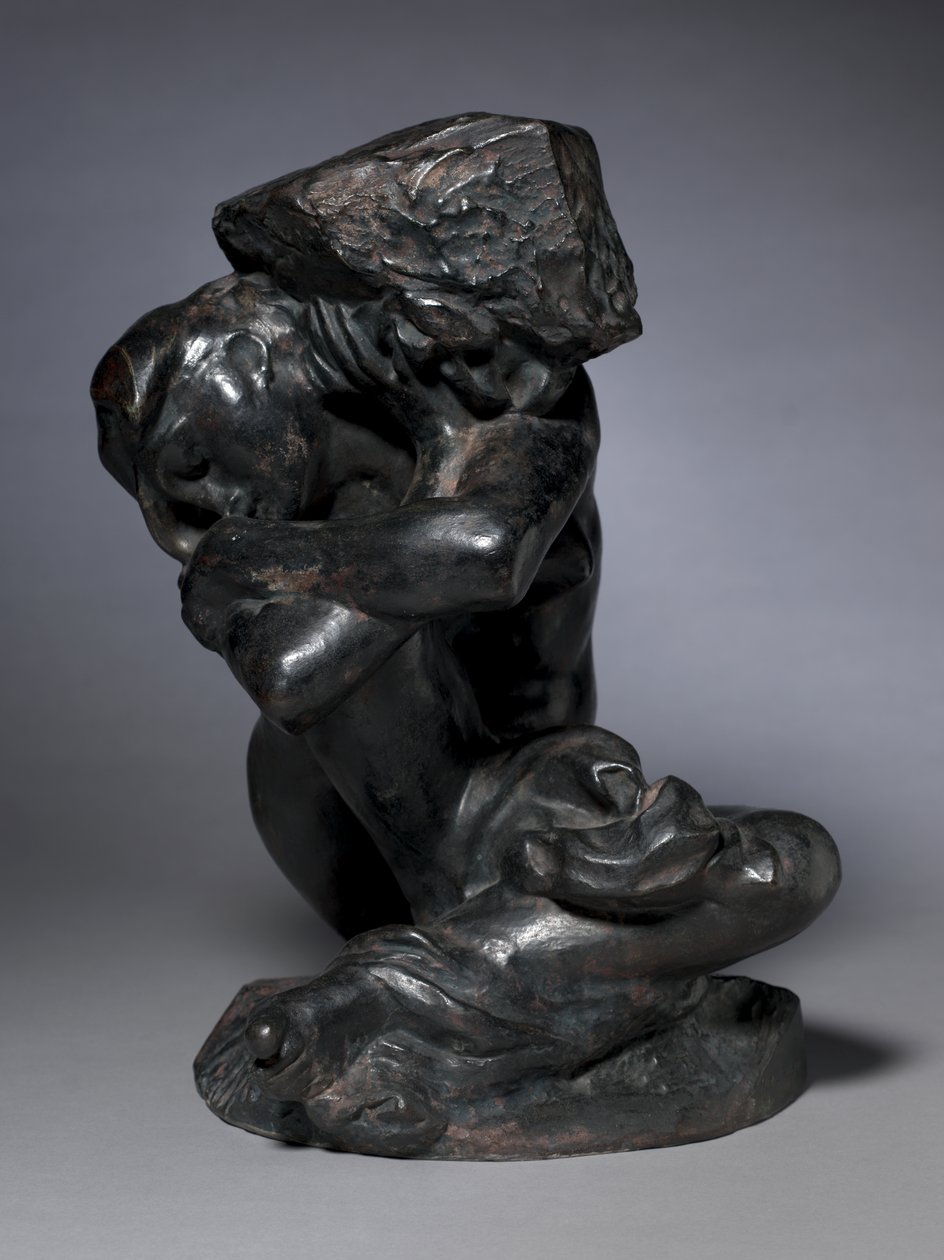 Gevallen kariatide die haar steen draagt door Auguste Rodin