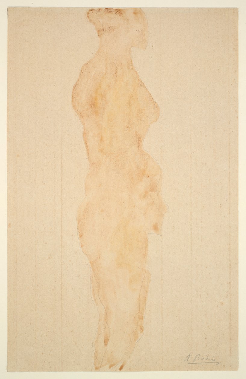 Naakt staand, zijaanzicht door Auguste Rodin