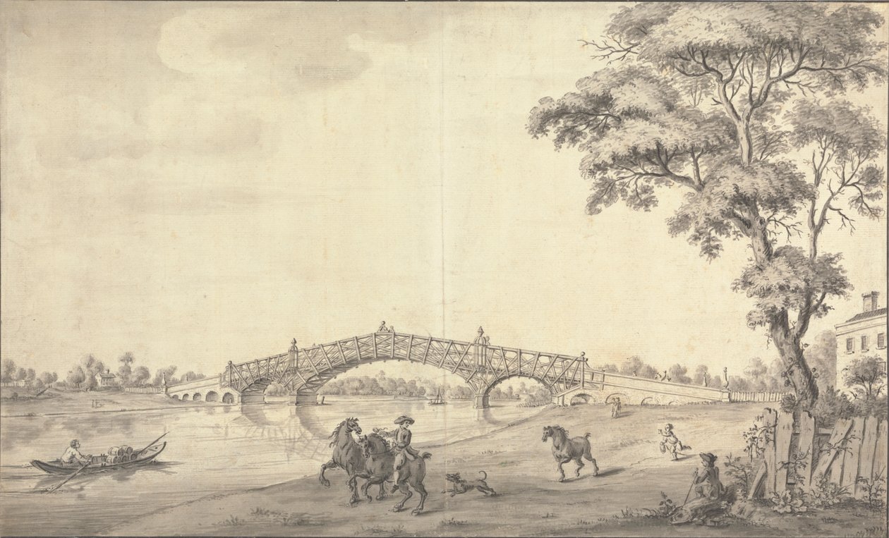De Brug, Walton on Thames door Augustin Heckel