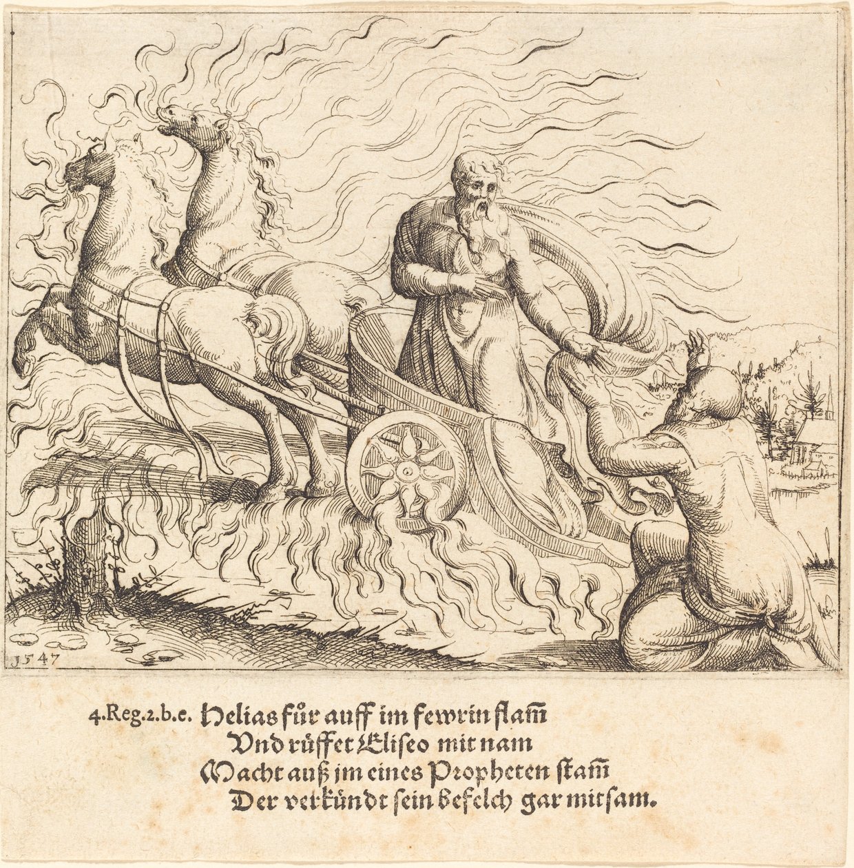 Elia wordt Opgenomen in de Hemel, 1547 door Augustin Hirschvogel