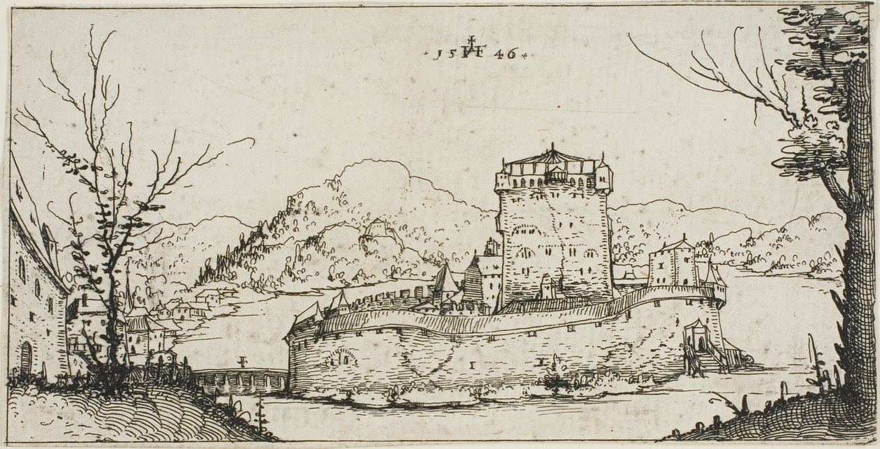 Fort in een meer door Augustin Hirschvogel