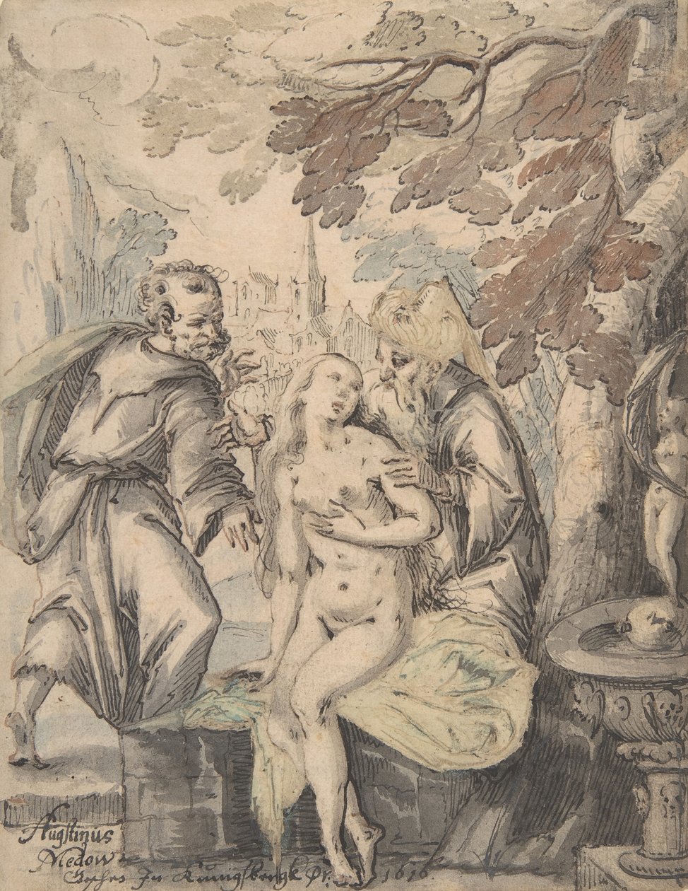 Susanna en de Ouderlingen, 1622-60. door Augustin Medow