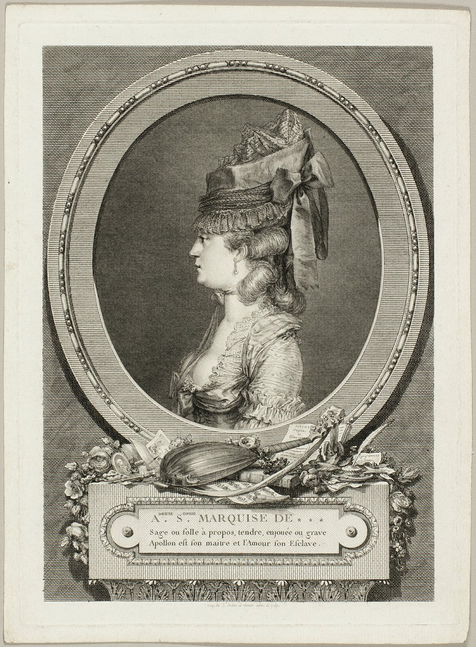 Adrienne-Sophie, markiezin van *** door Augustin de Saint Aubin