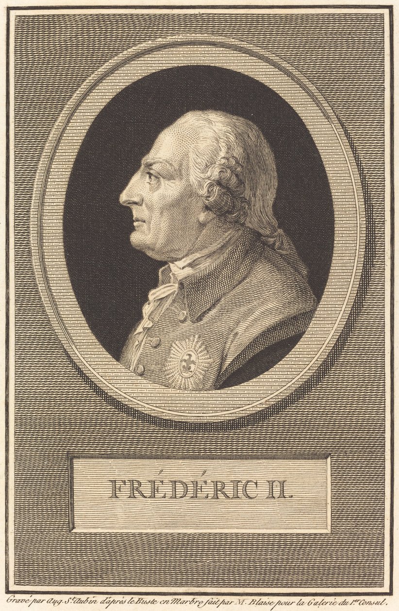 Frederik II door Augustin de Saint Aubin after Barthelemy Blaise