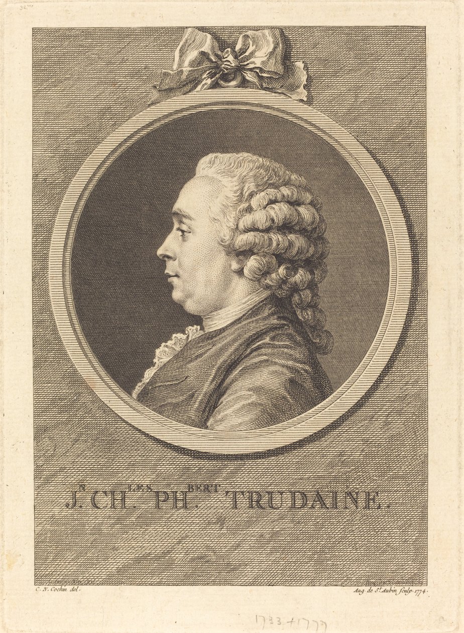 Jean-Charles-Philibert Trudaine door Augustin de Saint Aubin after Charles Nicolas Cochin II