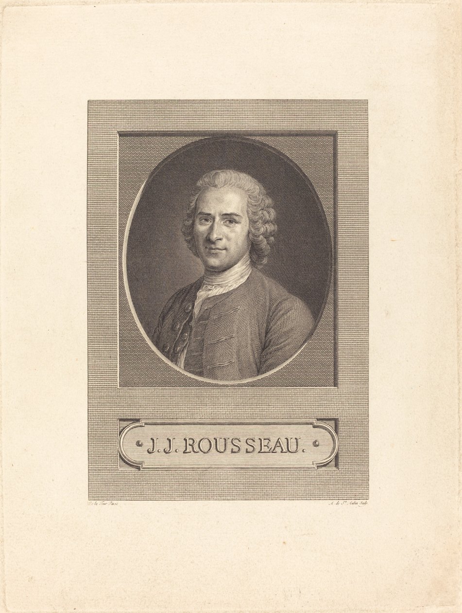 J.J. Rousseau door Augustin de Saint Aubin after Maurice Quentin