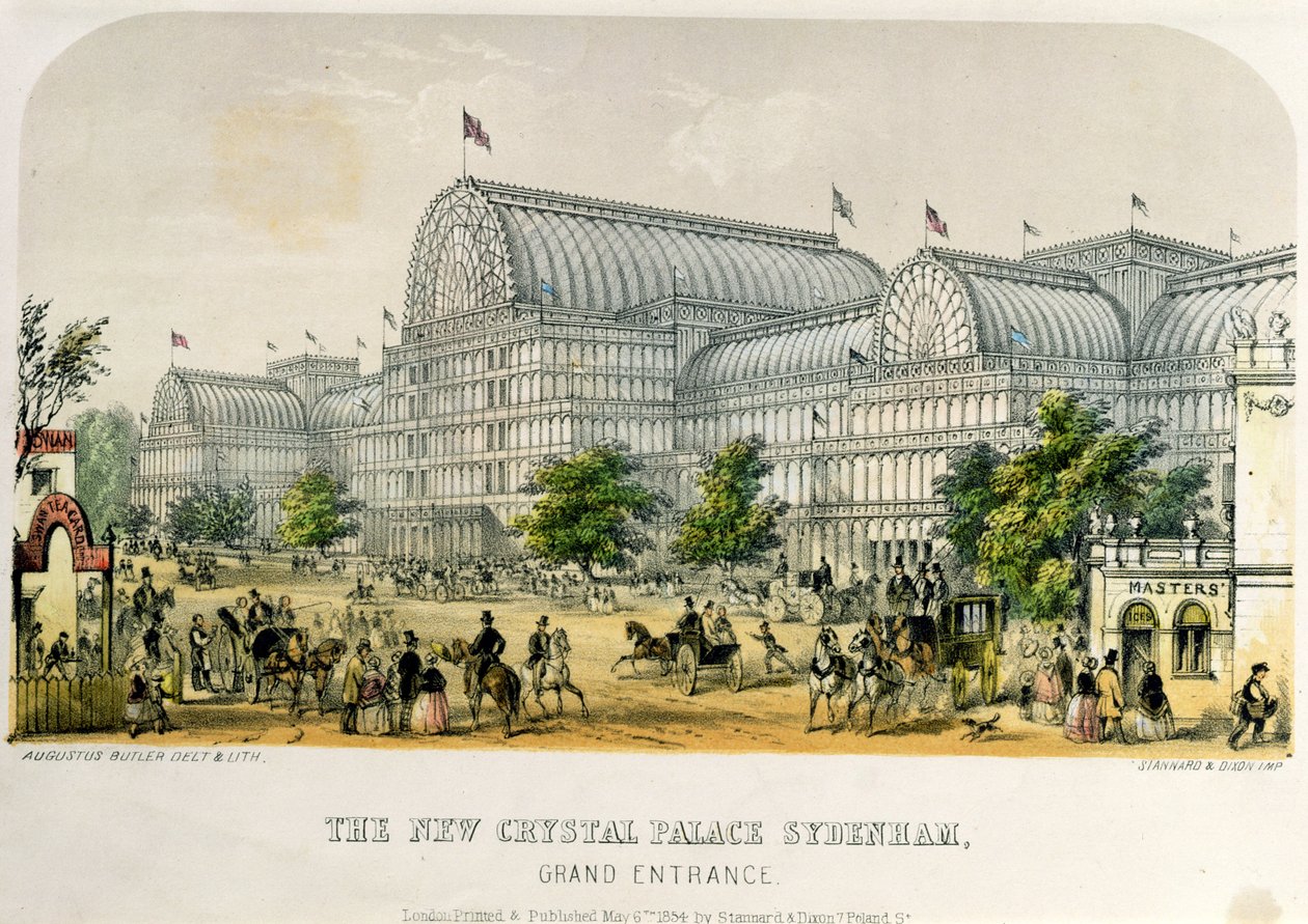 Het Nieuwe Crystal Palace Sydenham, Hoofdingang, pub. 1854 door Augustus Butler